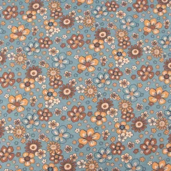 Jerseystoff Meterware Blumen Melange Flowers blau meliert 1,48m Breite