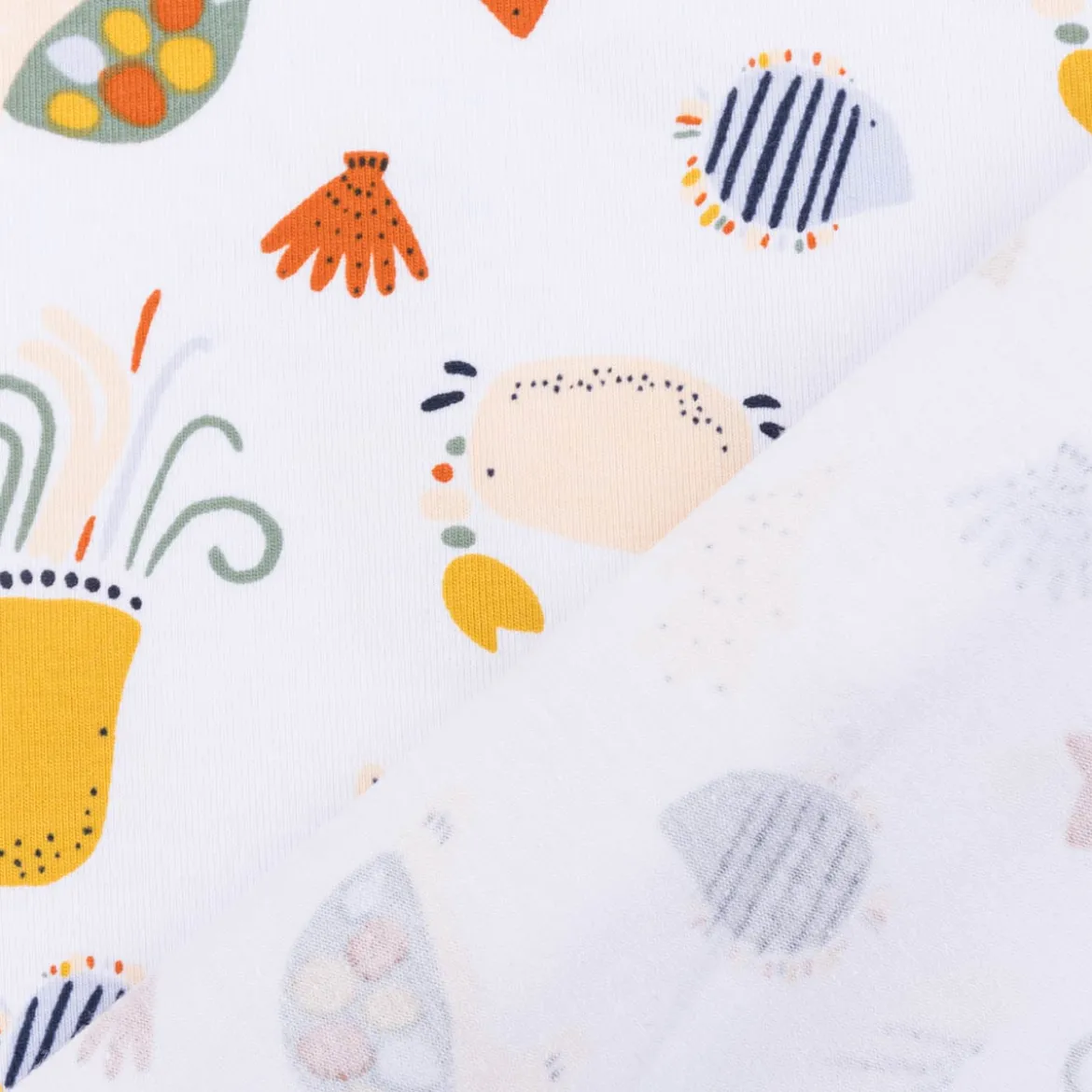 Jersey Stoff OCEAN ANIMALS Krabbe Schildkröte weiß bunt 1,5m Breite