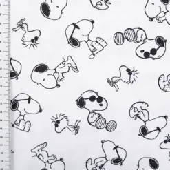 Jersey Stoff Peanuts Snoopy weiß Baumwolljersey 200g/qm 152cm Breite
