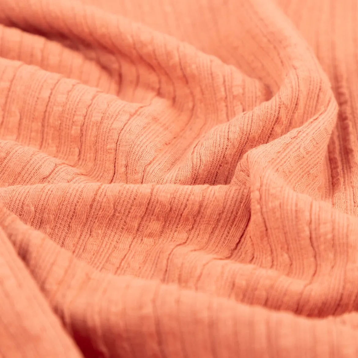 Jersey Stoff Ripp-Jacquard Baumwolle Streifen coral 1,35m Breite