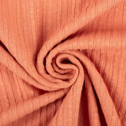 Jersey Stoff Ripp-Jacquard Baumwolle Streifen coral 1,35m Breite