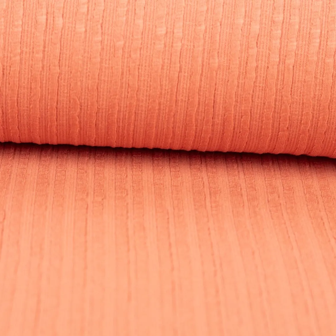 Jersey Stoff Ripp-Jacquard Baumwolle Streifen coral 1,35m Breite