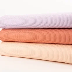 Jersey Stoff Ripp-Jacquard Baumwolle Streifen lachsrosa 1,35m Breite