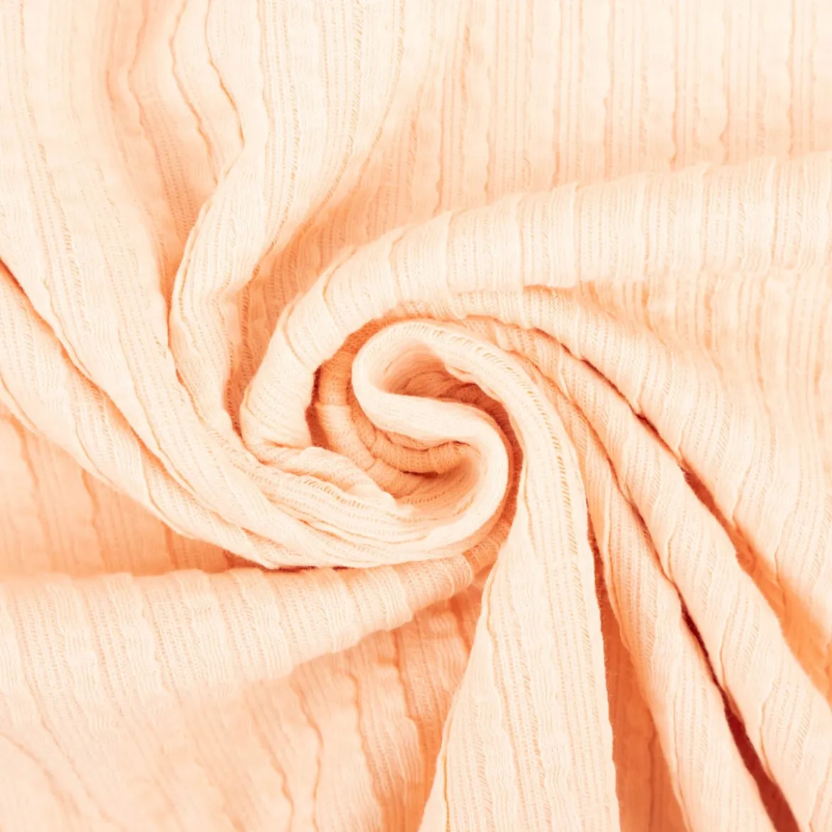 Jersey Stoff Ripp-Jacquard Baumwolle Streifen lachsrosa 1,35m Breite