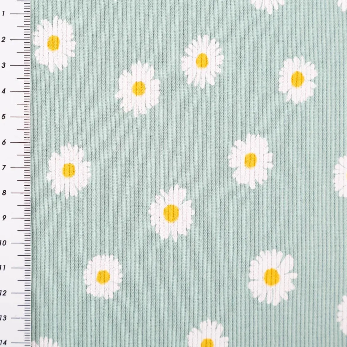 Jersey Stoff Rippjersey Baumwolle Blumen hellblau 1,20m Breite