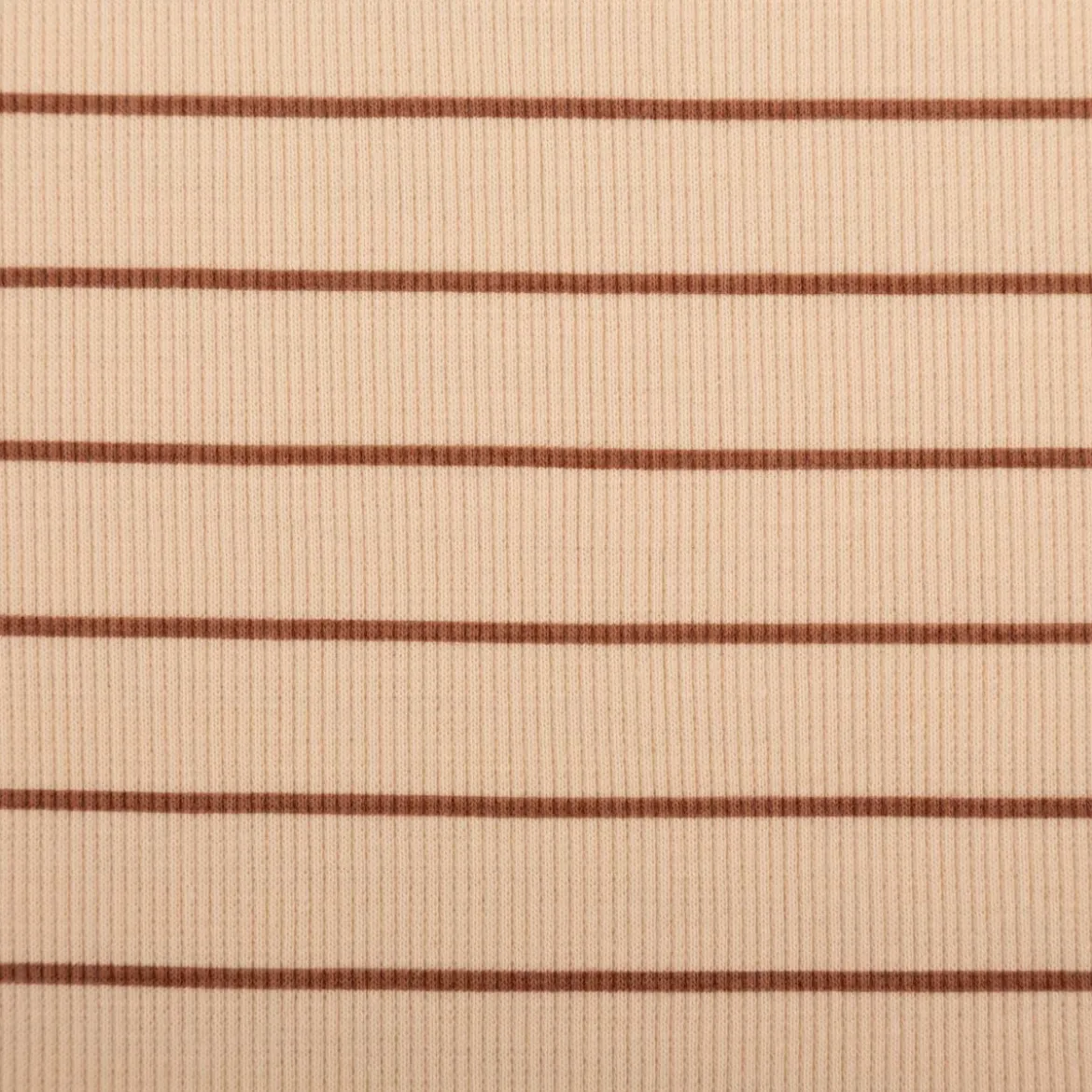 Jersey Stoff Rippjersey Baumwolle Streifen hellbeige braun 1,20m Breite