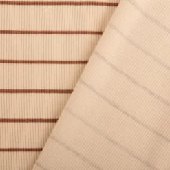 Jersey Stoff Rippjersey Baumwolle Streifen hellbeige braun 1,20m Breite