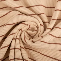 Jersey Stoff Rippjersey Baumwolle Streifen hellbeige braun 1,20m Breite