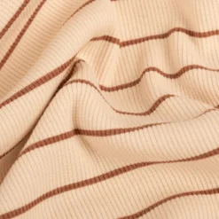 Jersey Stoff Rippjersey Baumwolle Streifen hellbeige braun 1,20m Breite