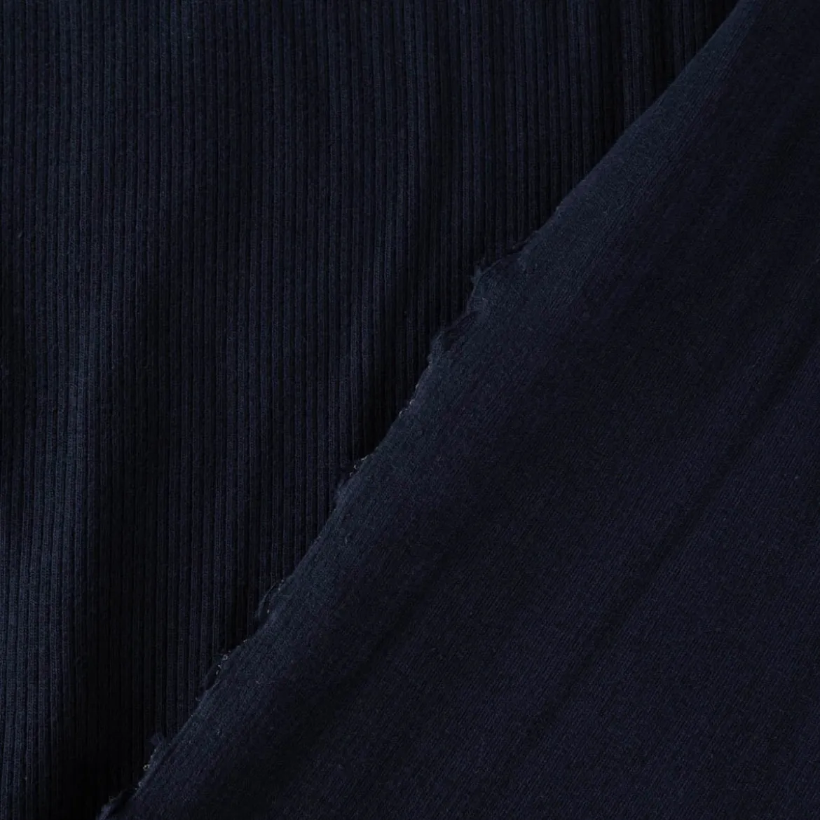 Jersey Stoff Rippjersey Feinstrick einfarbig dunkelblau 1,45m Breite