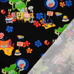 Jersey Stoff Sponge Bob Baumwolljersey Digitaldruck 200g/qm schwarz bunt 152cm Breite