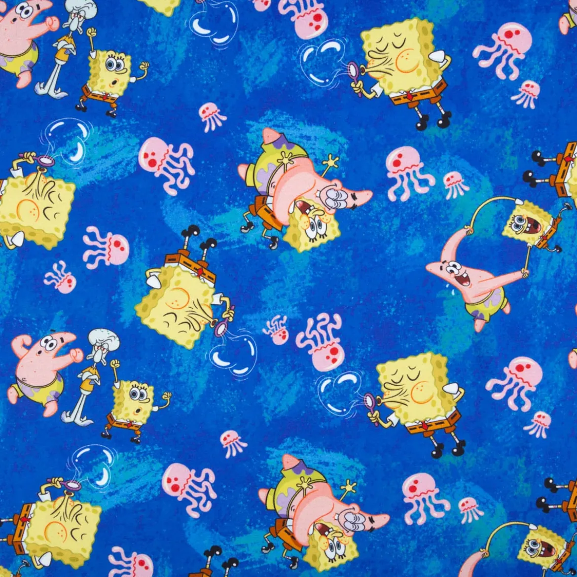 Jersey Stoff Sponge Bob blau Baumwolljersey 200g/qm 152cm Breite
