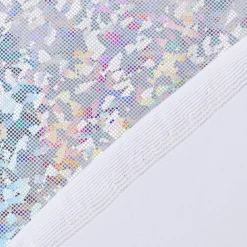 Jerseystoff Stretch Jersey Glitzer holografisch einfarbig silber 1,5m Breite