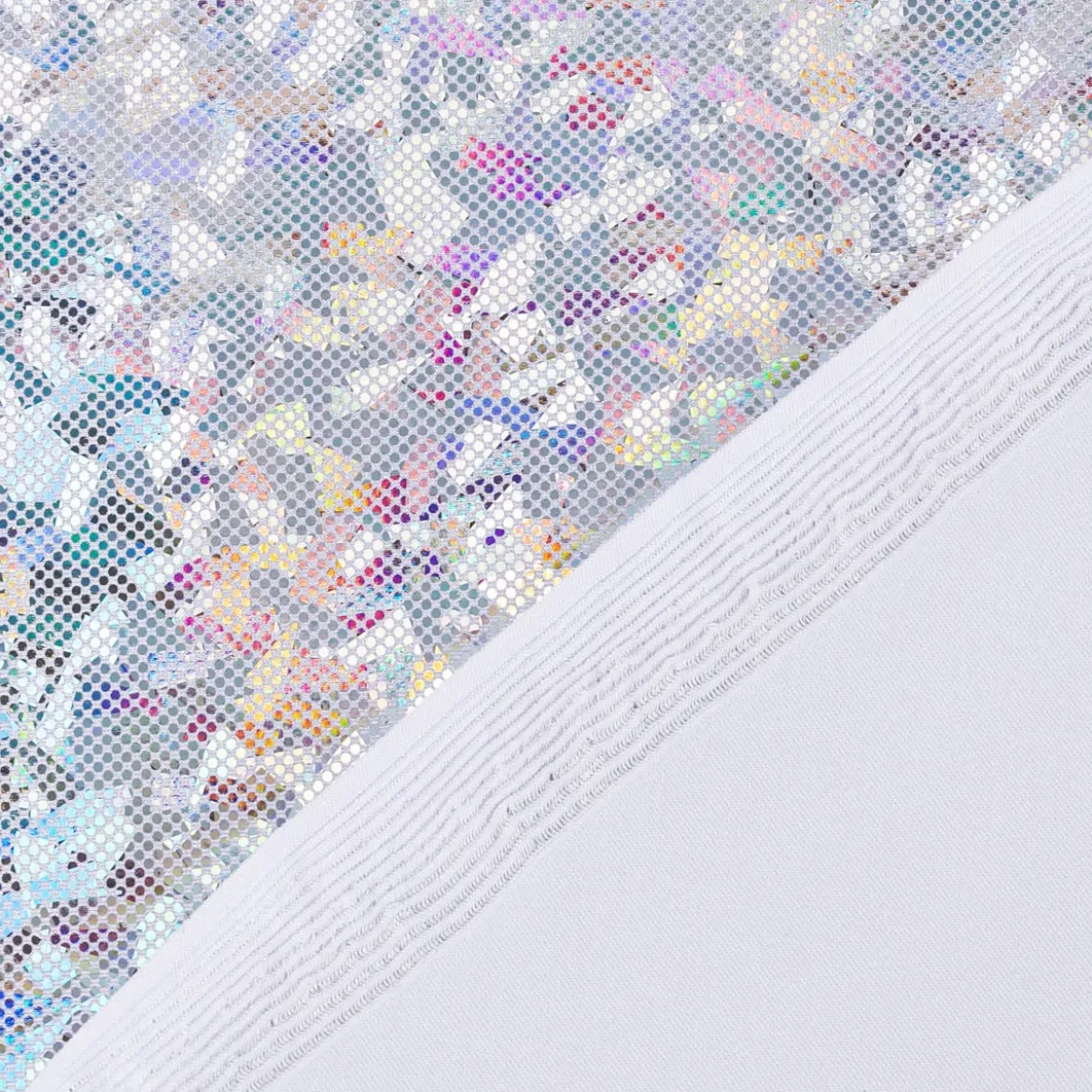 Jerseystoff Stretch Jersey Glitzer holografisch einfarbig silber 1,5m Breite