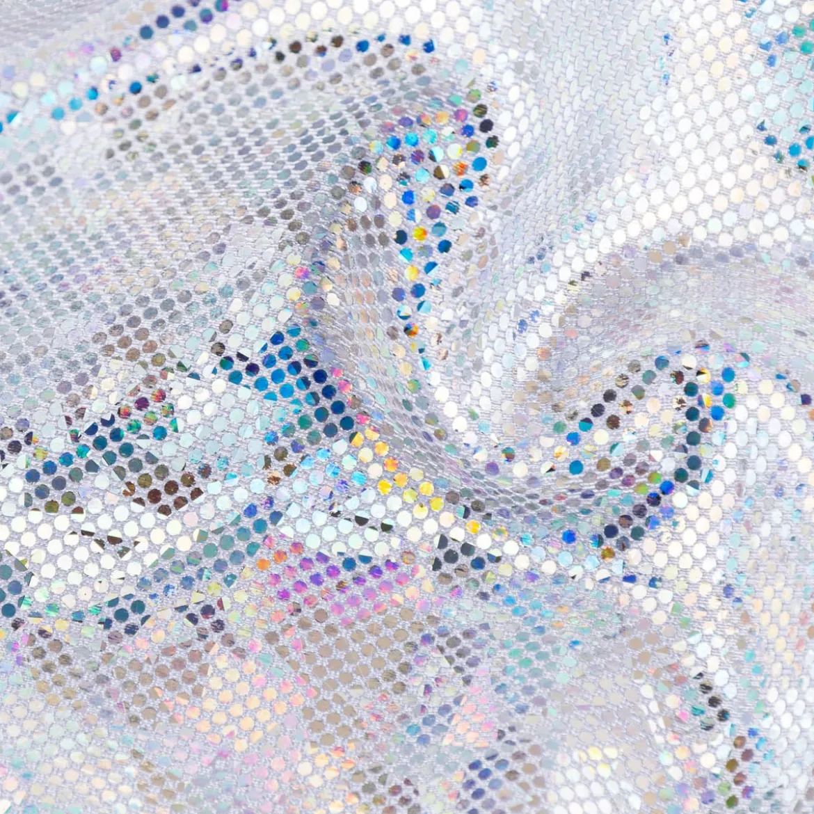 Jerseystoff Stretch Jersey Glitzer holografisch einfarbig silber 1,5m Breite