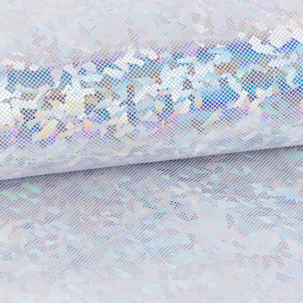 Jerseystoff Stretch Jersey Glitzer holografisch einfarbig silber 1,5m Breite