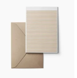 Karten Design Fabrik Doppelkarte STRIPETOWN weiß beige schmale Streifen 11x15,5cm