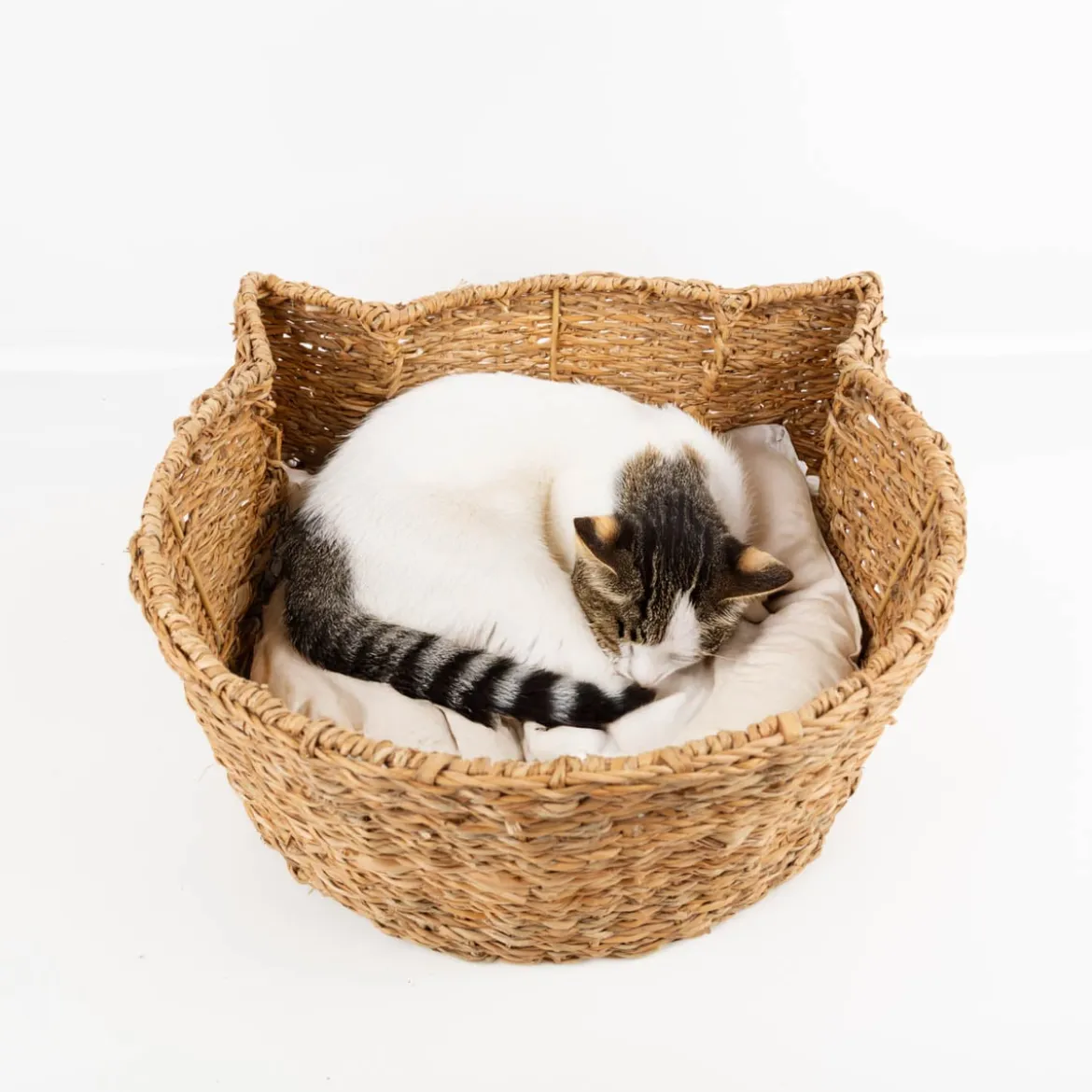 Katzenkorb handgewebt mit Kissen 44×50×18 cm von Boltze – gemütlicher Rückzugsort für Katzen
