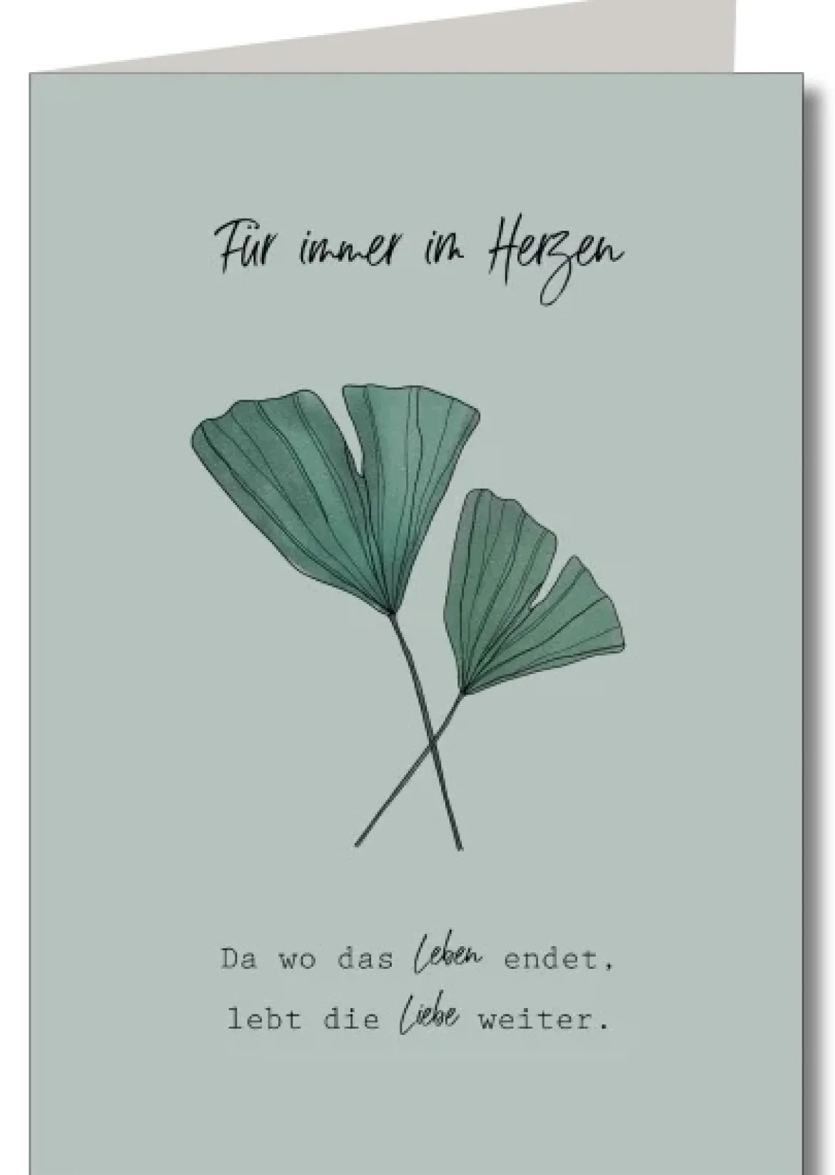 KEITCARDS Doppelkarte Trauerkarte Für immer im Herzen mit Umschlag mintgrün 10,5x14,7cm
