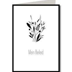 KEITCARDS Doppelkarte Trauerkarte Mein Beileid schwarzer Strauß mit Umschlag 10,5x14,7cm