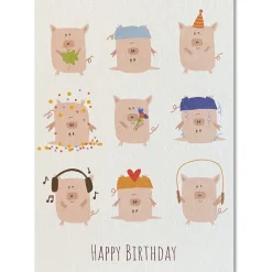 KEITCARDS Postkarte Happy Birthday Glücksschweine 10,5x14,7cm