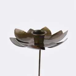 Kerzenhalter Blume für Stabkerzen Metall messingfarben 12cm