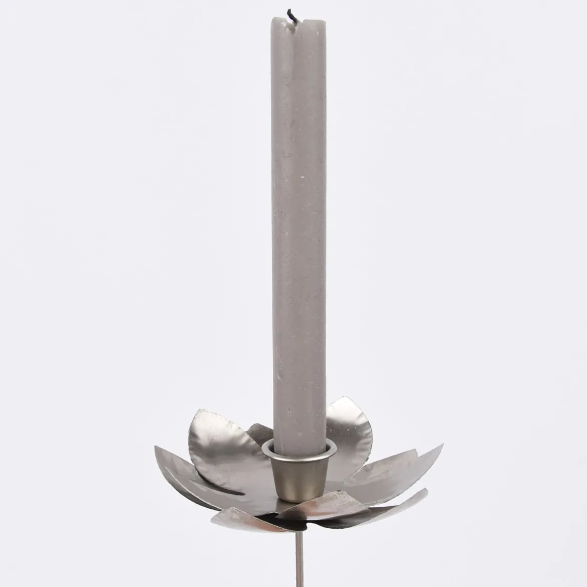 Kerzenhalter Blume für Stabkerzen Metall silberfarben 12cm