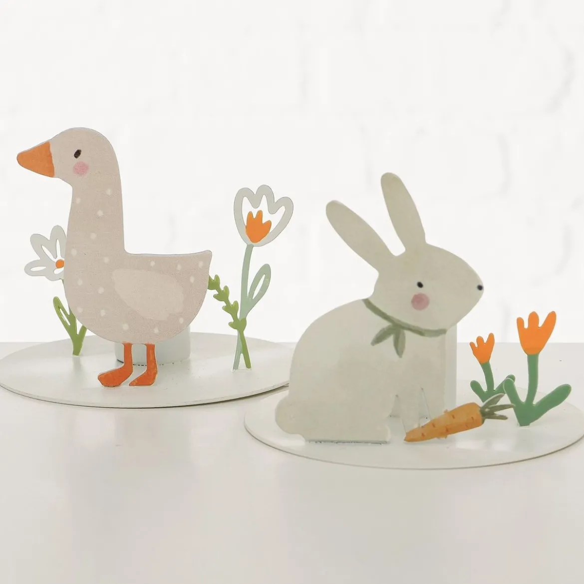 Kerzenhalter Hase oder Gans Metall 10cm von Boltze