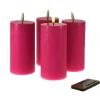 Kerzen-Set LED Echtwachskerzen mit Timer und 3D Flamme 4er Set pink 7,5x15cm von Werner Voß