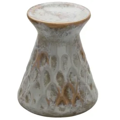 Kerzenständer Keramik mit Reliefstruktur grau beige 14x16cm von Clayre & Eef