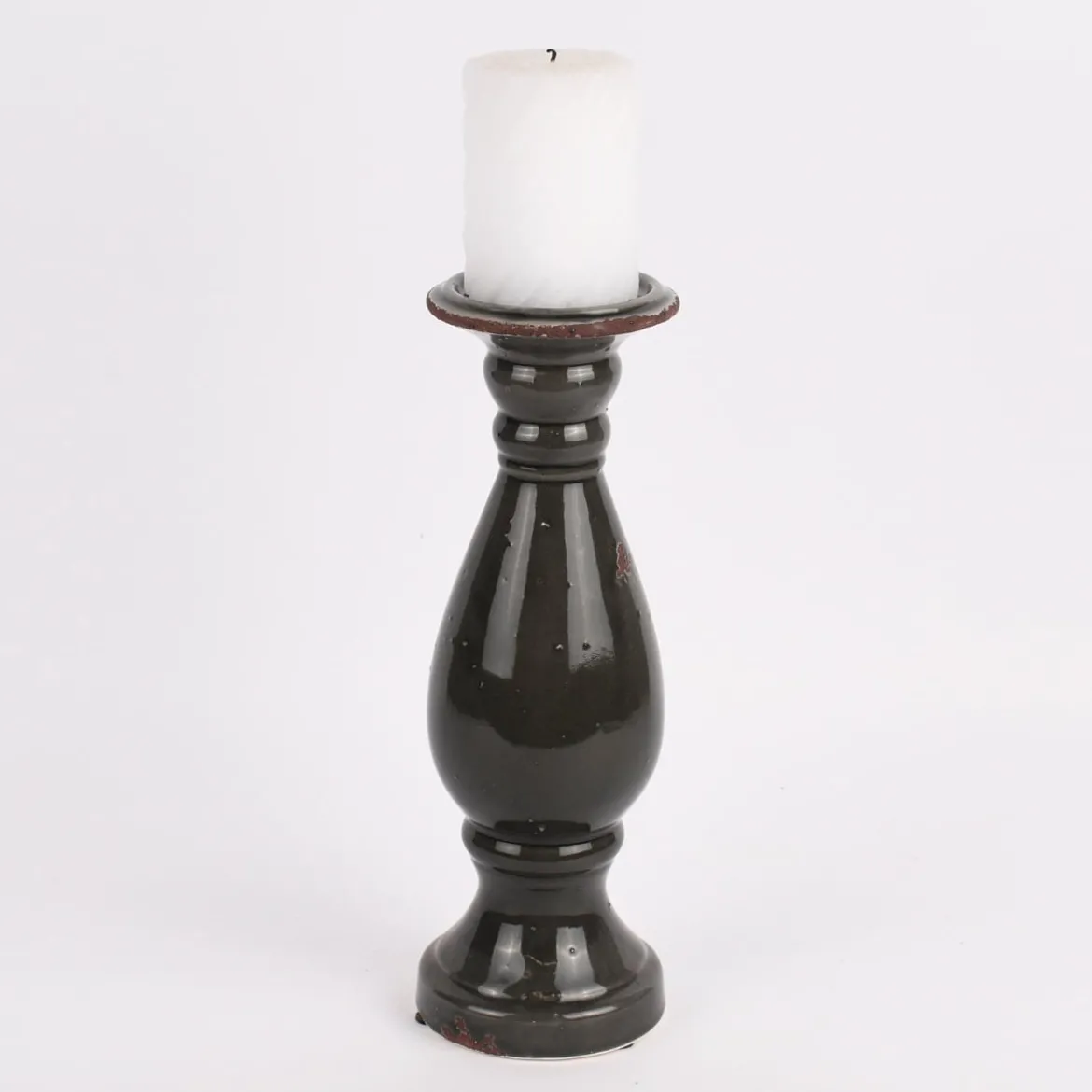 Kerzenständer Kerzenhalter Vintage Keramik anthrazit groß 35x12cm
