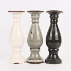 Kerzenständer Kerzenhalter Vintage Keramik grau groß 35x12cm