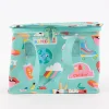 Kühltasche Happy Time aus recycelten Material türkisblau bunt 21x12x16cm