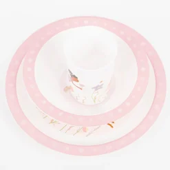 Kinder Geschirrset 3-tlg. Feenwelt aus recycelten PET-Flaschen weiß rosa bunt 26,5x6,5x24,5cm von Sass & Belle