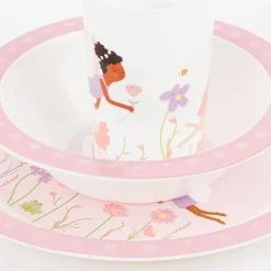 Kinder Geschirrset 3-tlg. Feenwelt aus recycelten PET-Flaschen weiß rosa bunt 26,5x6,5x24,5cm von Sass & Belle
