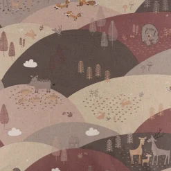Kinder Kissenhülle Mountain Forest Animals Waldtiere Hügel Leinenlook rosa beige verschiedene Größen von SCHÖNER LEBEN.