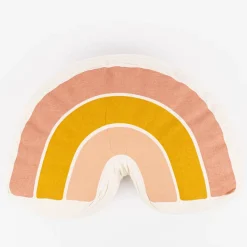 Kinderkissen Regenbogen aus Baumwolle creme rosa currygelb 39x25cm von Sass & Belle