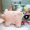 Kinderkissen Schweinchen aus Baumwolle rosa weiß schwarz 40x27cm