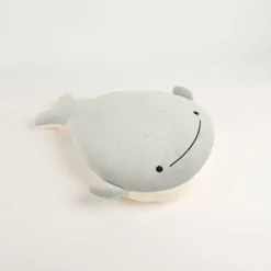 Kinderkissen Walfisch Moby aus Plüsch blau 30x40 cm kuschelweich