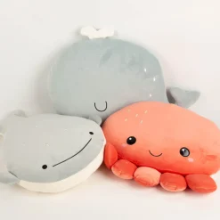 Kinderkissen Walfisch Moby aus Plüsch blau 30x40 cm kuschelweich