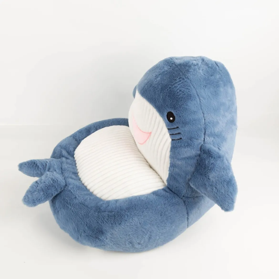 Kinder-Sessel Sitzkissen Walfisch Moby Plüsch Cord kuschelweich blau 45x45x45cm