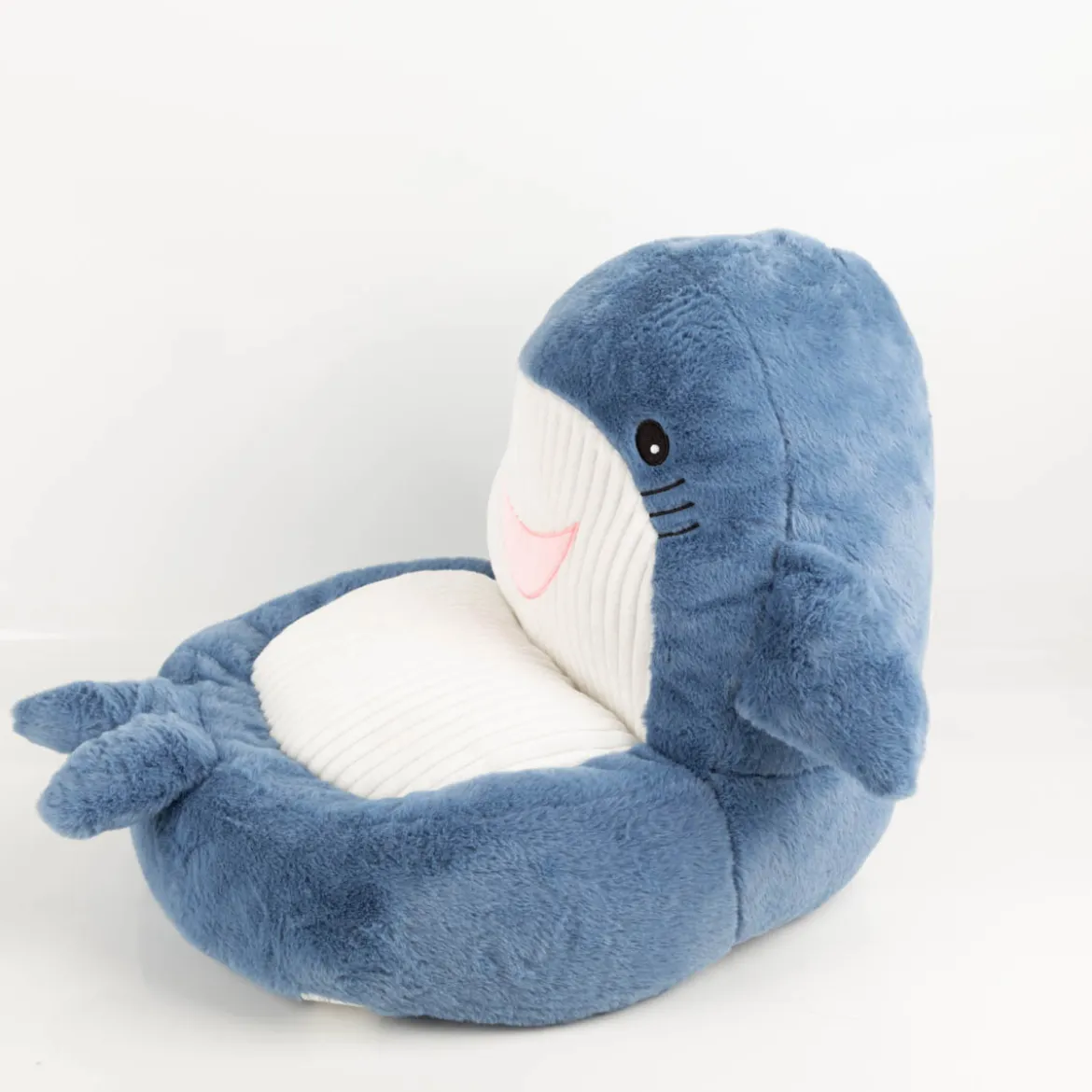Kinder-Sessel Sitzkissen Walfisch Moby Plüsch Cord kuschelweich blau 45x45x45cm
