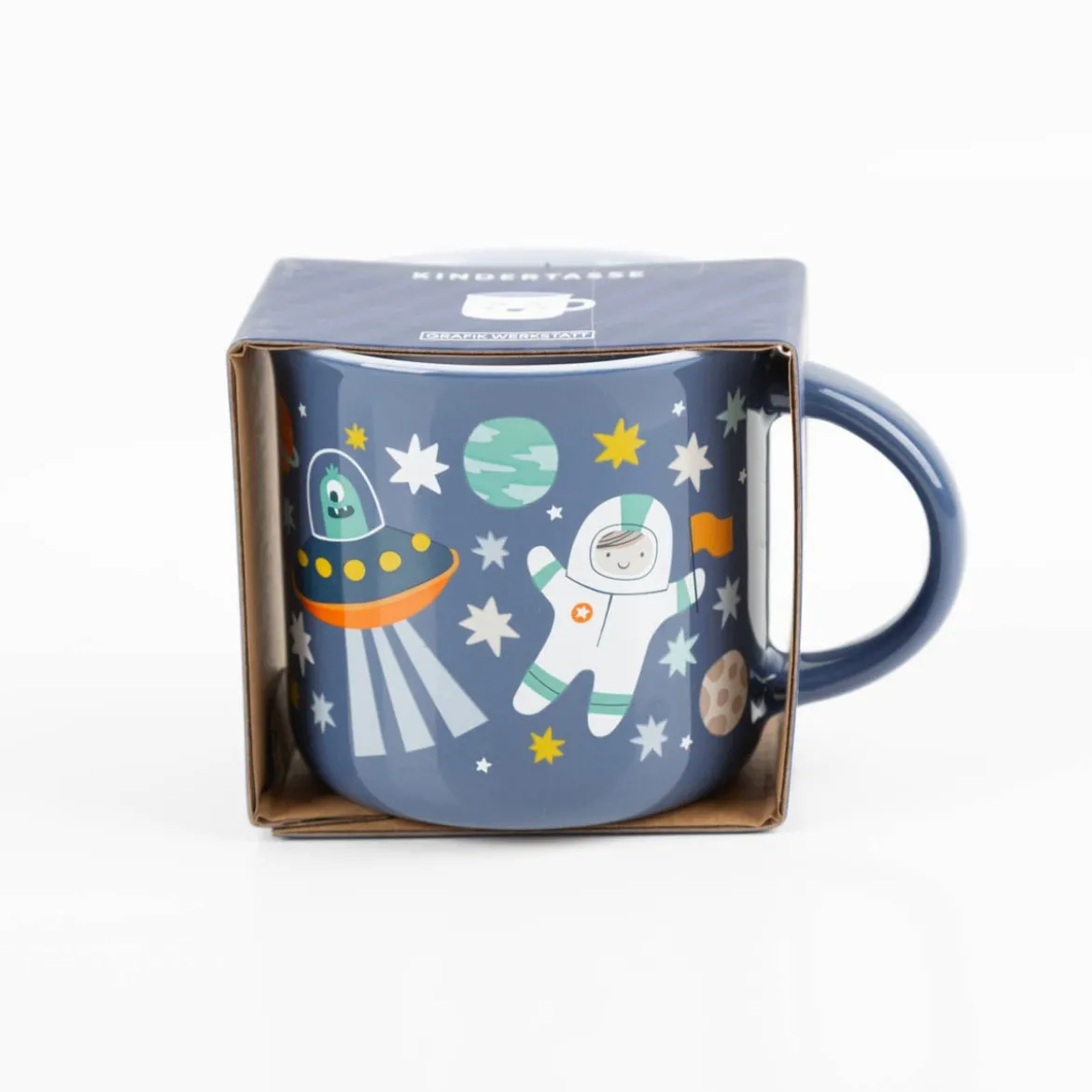 Kindertasse Weltraum 250ml blau von Grafik Werkstatt