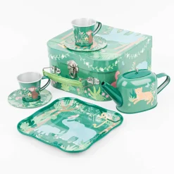 Kinder-Teeset Dschungeltiere grün bunt 7-teilig 17,5x17,5x9,5cm von Sass & Belle