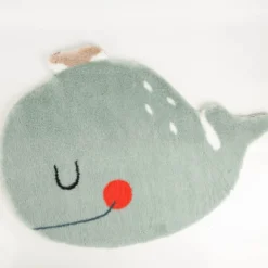 Kinderteppich Walfisch Moby kuschelweich waschbar blau 85x60cm