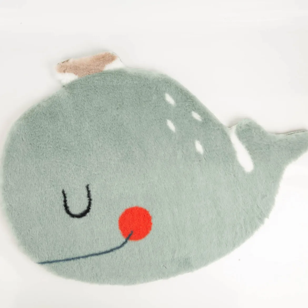 Kinderteppich Walfisch Moby kuschelweich waschbar blau 85x60cm