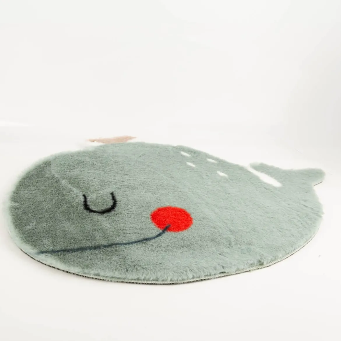 Kinderteppich Walfisch Moby kuschelweich waschbar blau 85x60cm