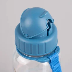 Kinder Trinkflasche mit Trinkhalm Hai transparent blau 500ml