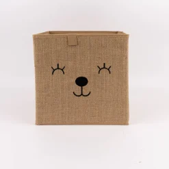 Kinderzimmer Aufbewahrungsbox Tier Gesicht Jute natur schwarz 29x29x29cm