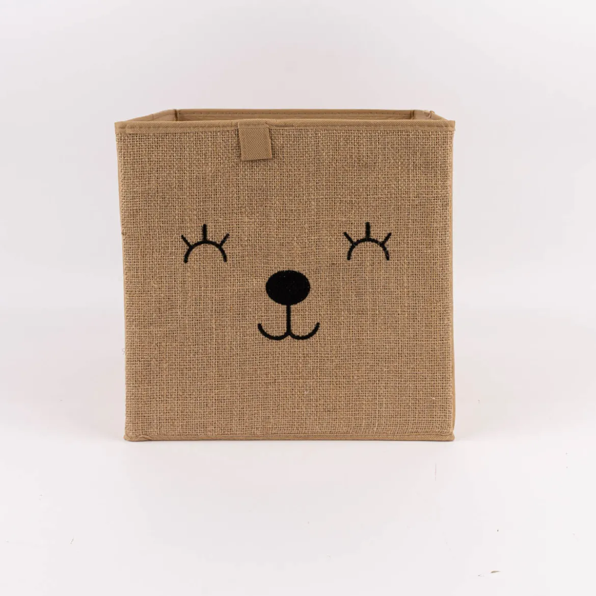Kinderzimmer Aufbewahrungsbox Tier Gesicht Jute natur schwarz 29x29x29cm